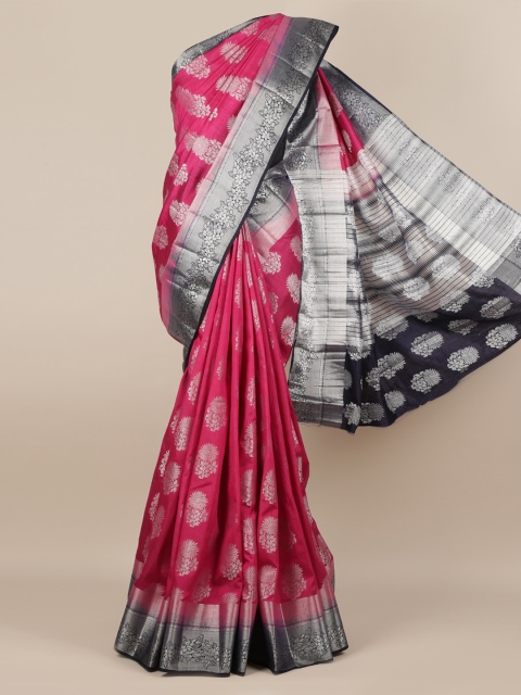 

Pothys Magenta & Silver-Toned Jute Silk Woven Design Saree