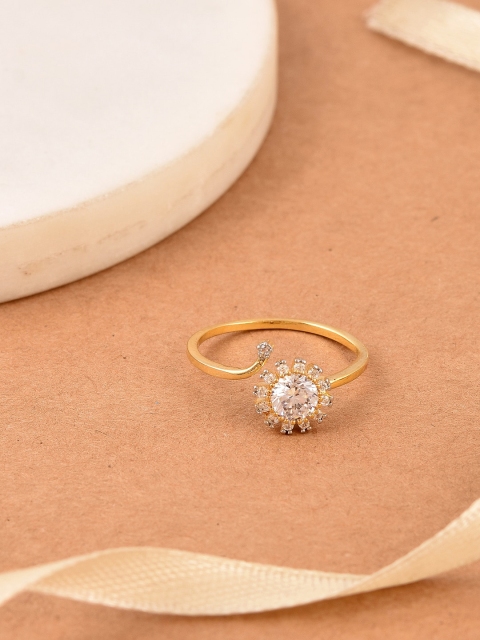 

Tistabene Gold-Plated White Stone-Studded Finger Ring