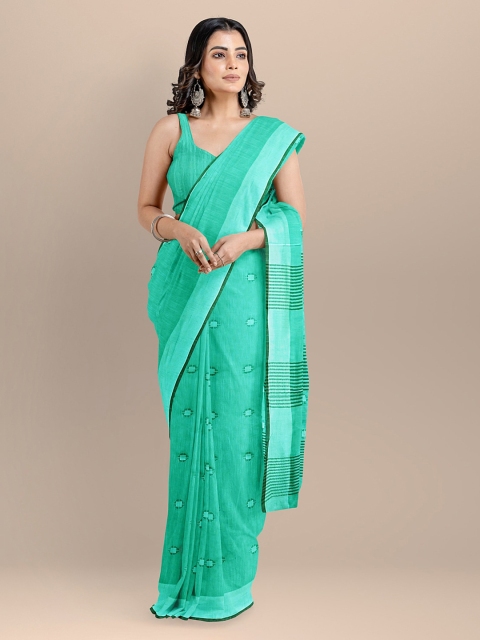 

BharatSthali Green Pure Cotton Woven Design Mangalagiri Saree
