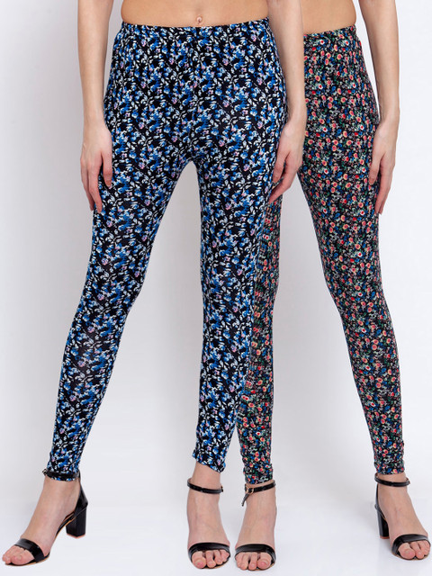 

KLOTTHE Women Pack Of 2 Printed Ankle-Length Leggings, Black