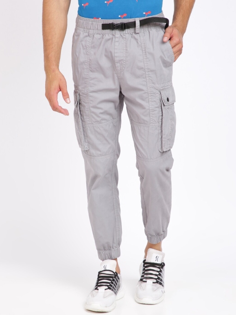 

Breakbounce Men Grey Slim Fit Solid Cargos