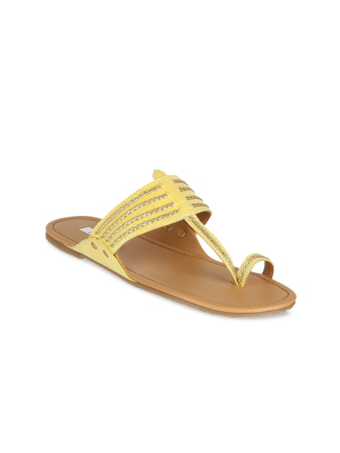 

ELLE Women Yellow Embellished One Toe Flats