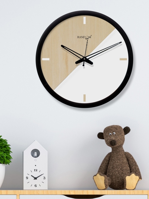 

RANDOM Beige & White Round Colourblocked 30.4 cm Analogue Wall Clock