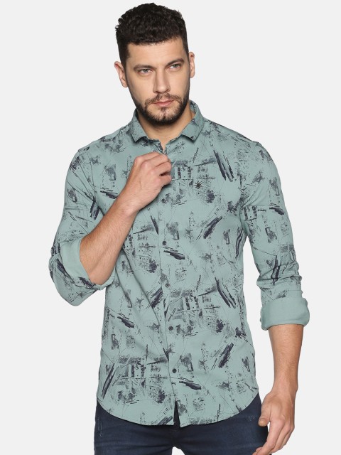 

SHOWOFF Men Green Slim Fit Printed Casual Shirt
