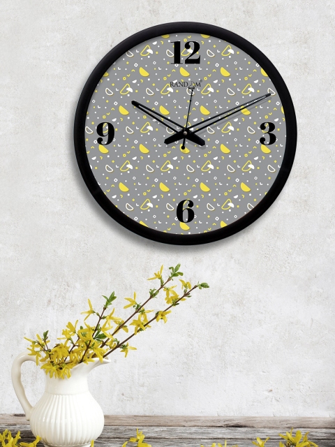 

RANDOM Grey & Yellow Round Printed 30.4 cm Analogue Wall Clock