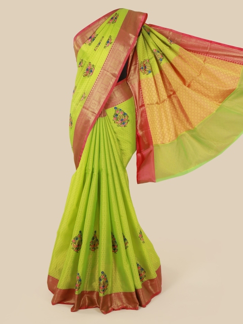 

Pothys Green Embroidered Cotton Blend Saree