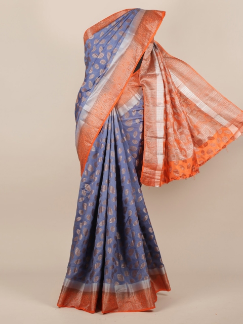 

Pothys Lavender & Orange Jute Silk Woven Design Saree