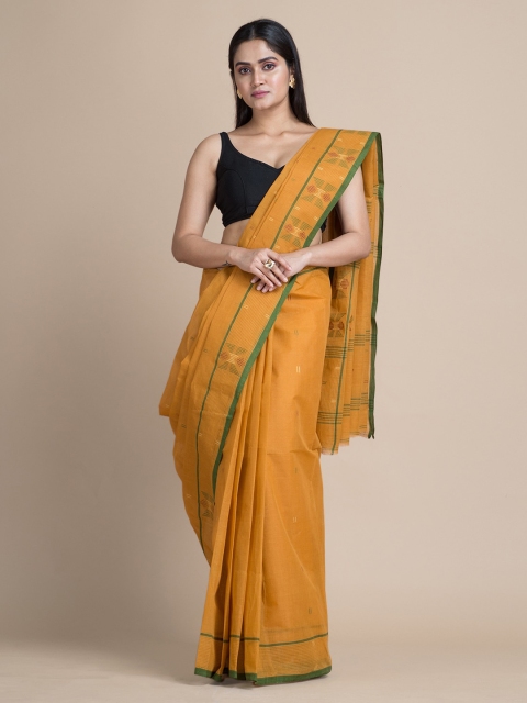 

Mitera Mustard Pure Cotton Woven Design Taant Saree