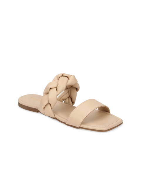 

Truffle Collection Women Nude-Coloured Solid PU Open Toe Flats