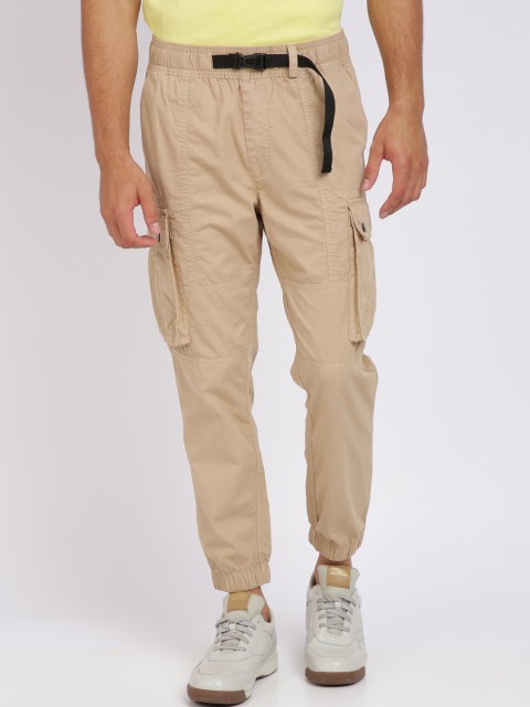 

Breakbounce Men Beige Solid Slim Fit Solid Joggers