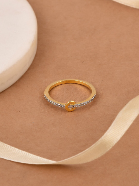 

Tistabene Gold-Plated White Stone-Studded Solitaire Finger Ring