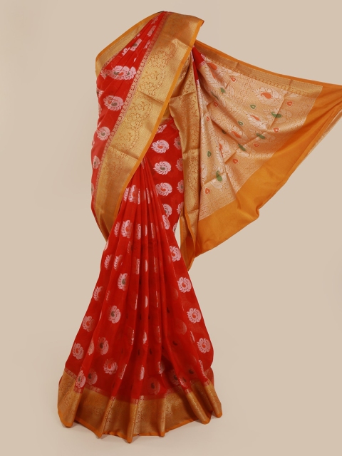 

Pothys Red Woven Design Tissue Saree