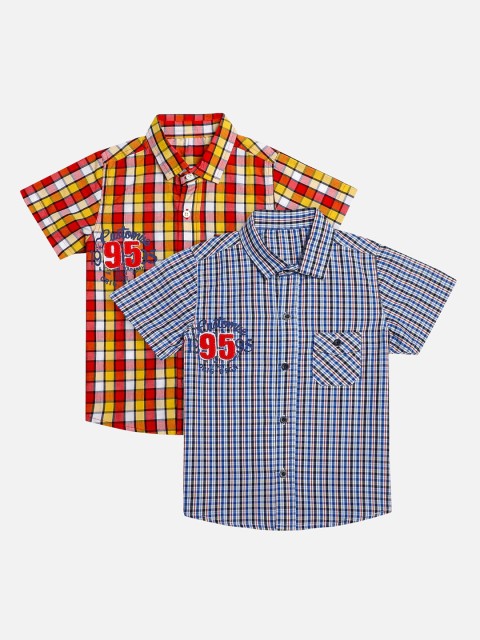 

Bodycare First Boys Multicoloured Slim Fit Checked Casual Shirt, Multi