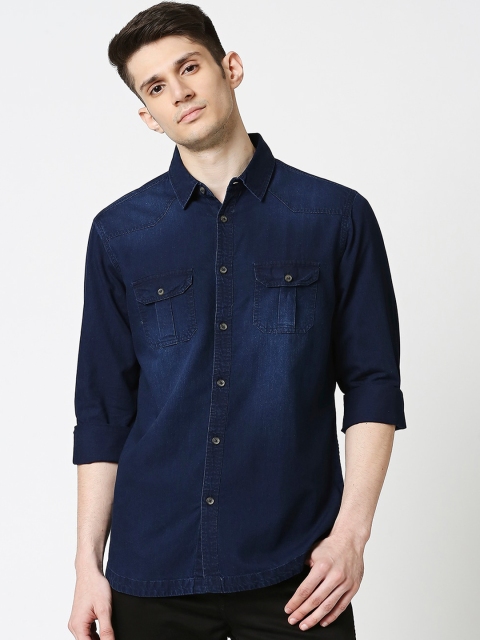 

Dennis Lingo Men Blue Slim Fit Solid Casual Shirt