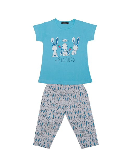 

Todd N Teen Girls Blue & Grey Printed T-shirt with Capris