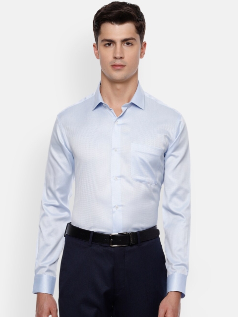 

Van Heusen Men Blue Regular Fit Self Design Cotton Formal Shirt