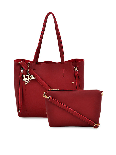 

LaFille Maroon Solid Shoulder Bag with Sling Bag