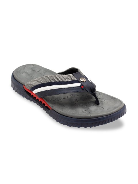 

TRENDS & TRADES Men Grey & Navy Blue Self Design Thong Flip-Flops