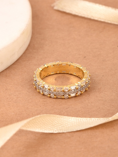 

Tistabene Gold-Plated & White Stone-Studded Band Finger Ring