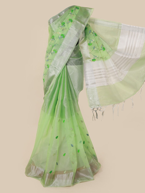 

Pothys Green Embroidered Tissue Saree