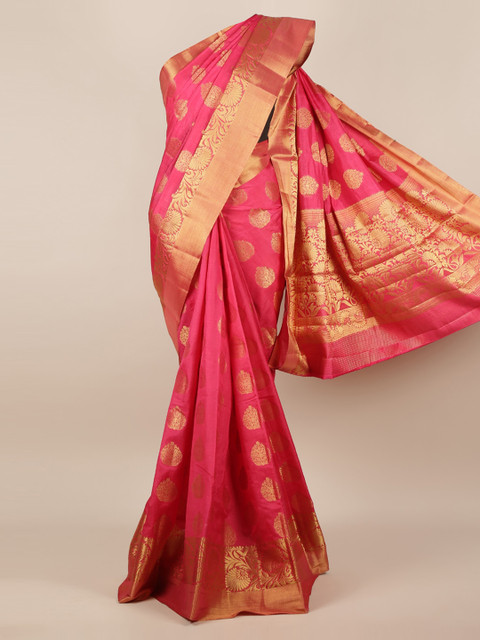 

Pothys Pink Woven Design Jute Silk Saree