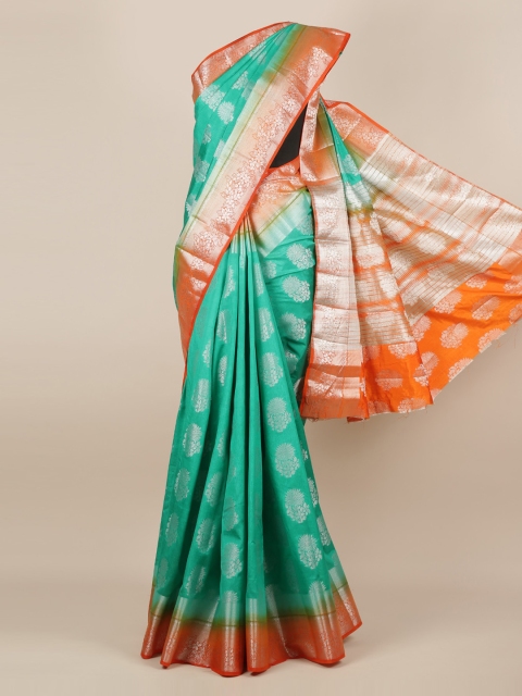 

Pothys Green & Orange Jute Silk Woven Design Saree