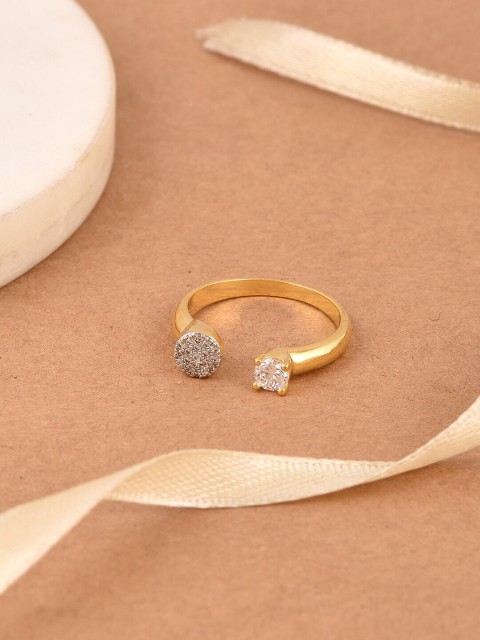 

Tistabene Gold-Plated & White Stone-Studded Finger Ring