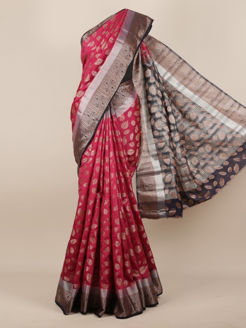 

Pothys Magenta & Gold-Toned Jute Silk Woven Design Saree