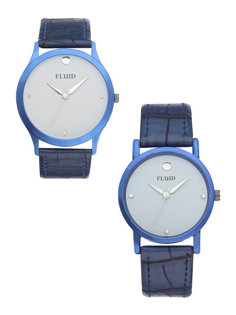 

FLUID Unisex Pack of 2 Grey Analog Couple Watch FL-787PR-GRY01