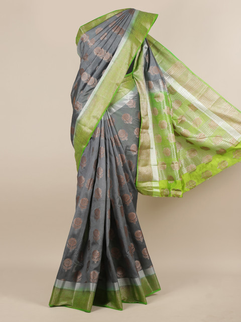

Pothys Grey Woven Design Jute Silk Saree