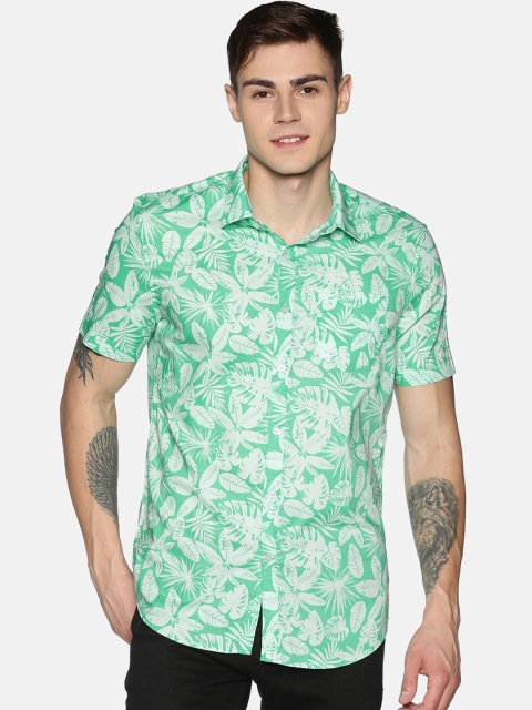 Tusok Men Teal Regular Fit Printed Casual Shirt