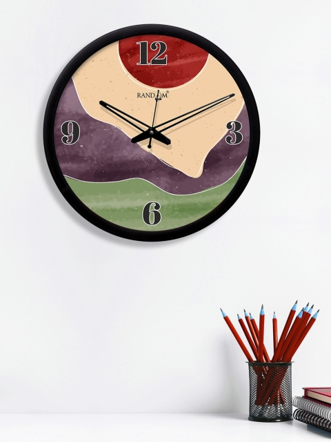 RANDOM Multicoloured Round Printed 30.4 cm Analogue Wall Clock, Multi
