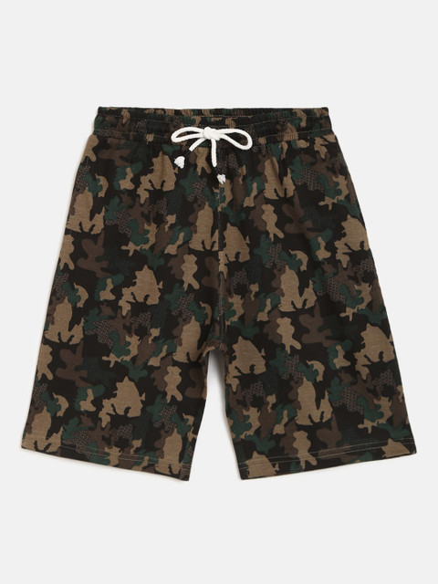 

Lil Tomatoes Boys Olive Green Printed Regular Fit Regular Shorts
