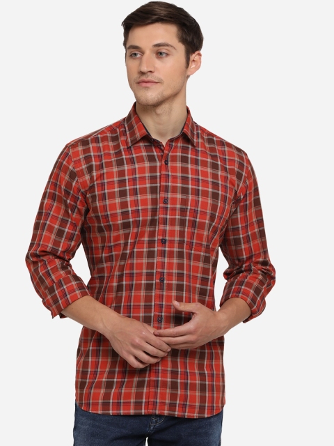 

JADE BLUE Men Red Slim Fit Checked Casual Shirt
