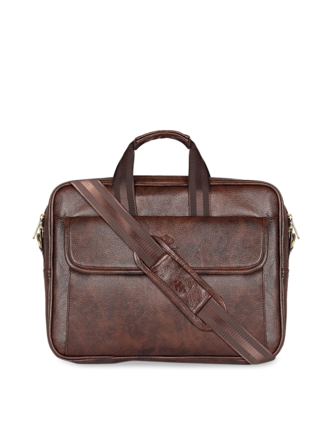 

THE CLOWNFISH Unisex Brown Textured Leather Laptop Bag