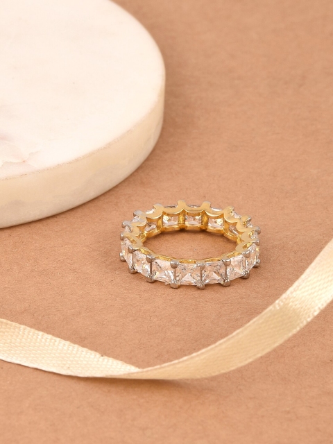

Tistabene Gold-Plated & White Stone-Studded Finger Ring