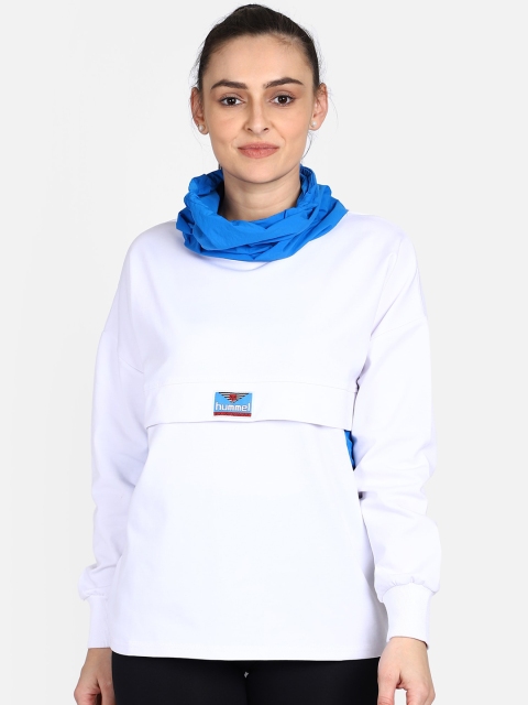 

hummel Women White & Blue Colorblocked Sweatshirt