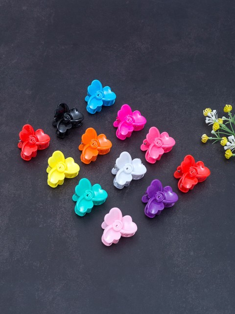 

Golden Peacock Set Of 12 Multi-Coloured Claw Clips, Black