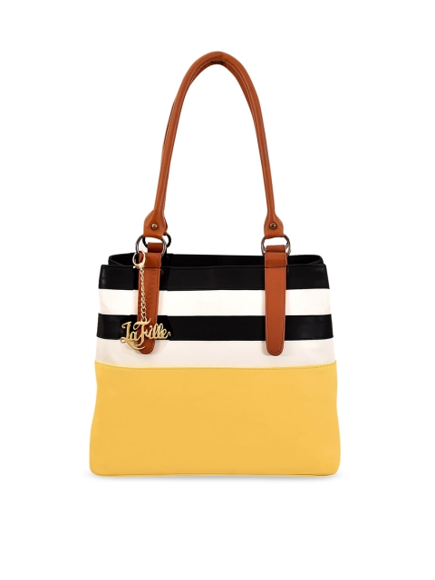 

LaFille Yellow Striped Handheld Bag