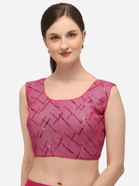 

Fab Dadu Women Pink Embellished Readymade Saree Blouse