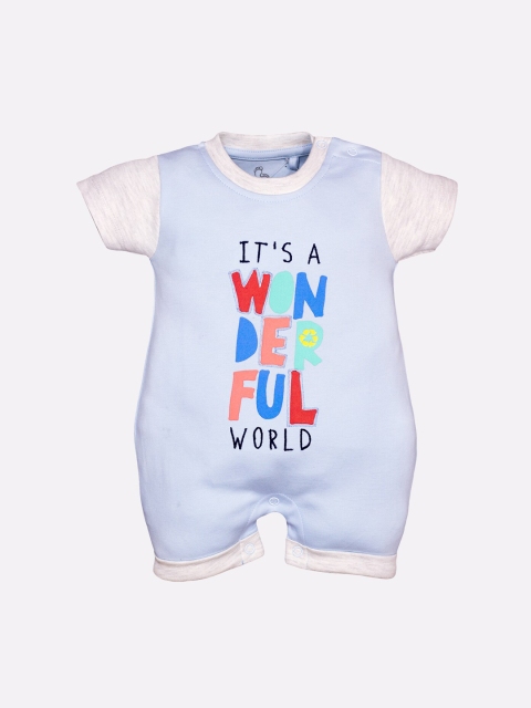 

BABY GO Infant Kids Blue & Grey Printed Romper