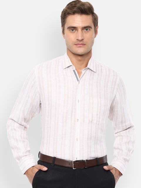 

Van Heusen Men Beige Regular Fit Striped Casual Shirt