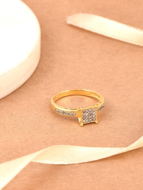 

Tistabene Gold-Plated White Stone-Studded Diamond Finger Ring