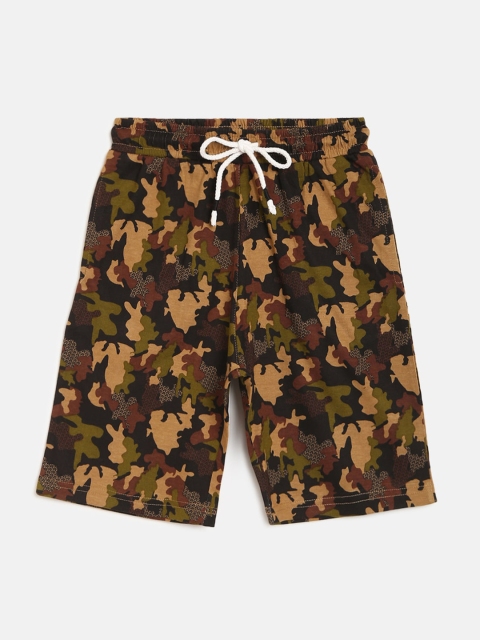 

Lil Tomatoes Boys Mustard Printed Regular Fit Regular Shorts