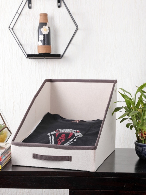 

My Gift Booth Set Of 4 Off-White & Brown Solid Cloth Organisers