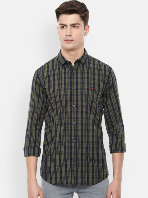 

Louis Philippe Jeans Men Green Slim Fit Checked Casual Shirt