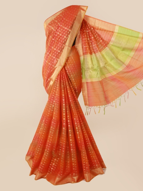 

Pothys Orange Woven Design Cotton Blend Saree