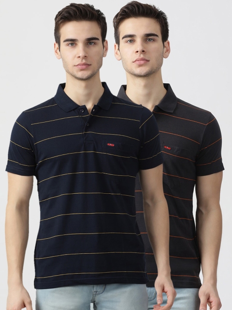 

Cloak & Decker Men Pack of 2 Striped Polo Collar T-shirt, Multi