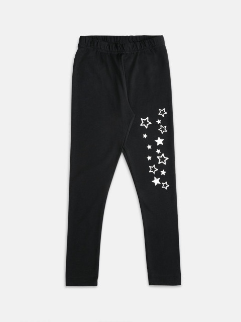 

Pantaloons Junior Girls Black & White Printed Ankle-Length Leggings
