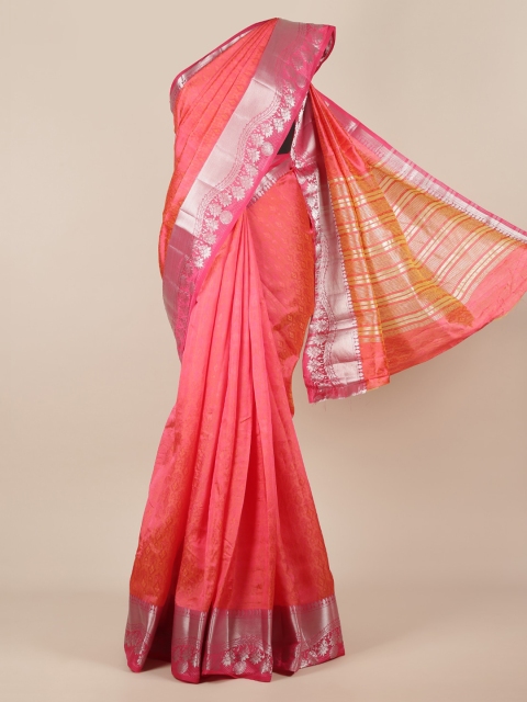 

Pothys Pink Printed Jute Silk Saree